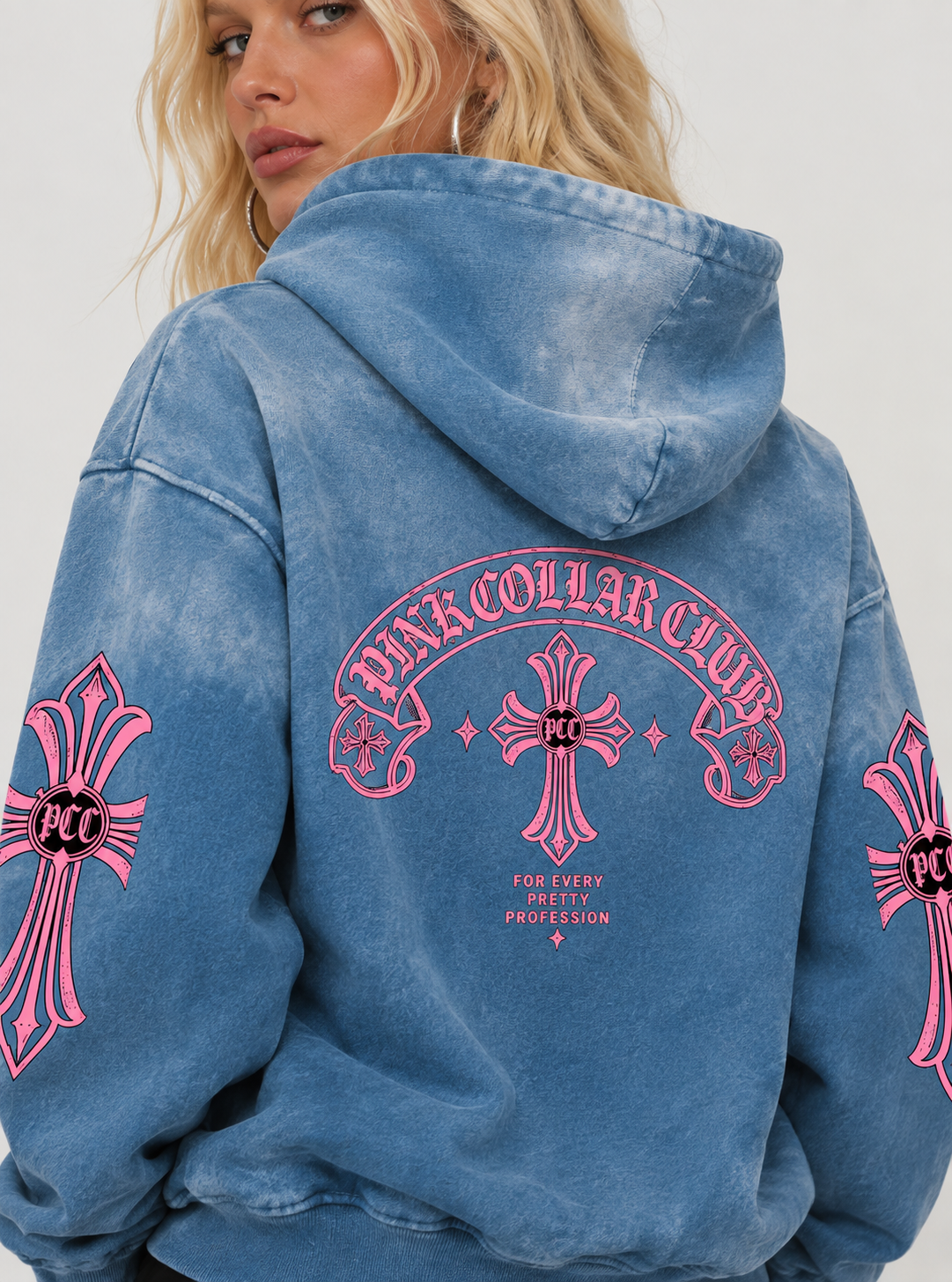 Pink Collar Vintage Hoodie