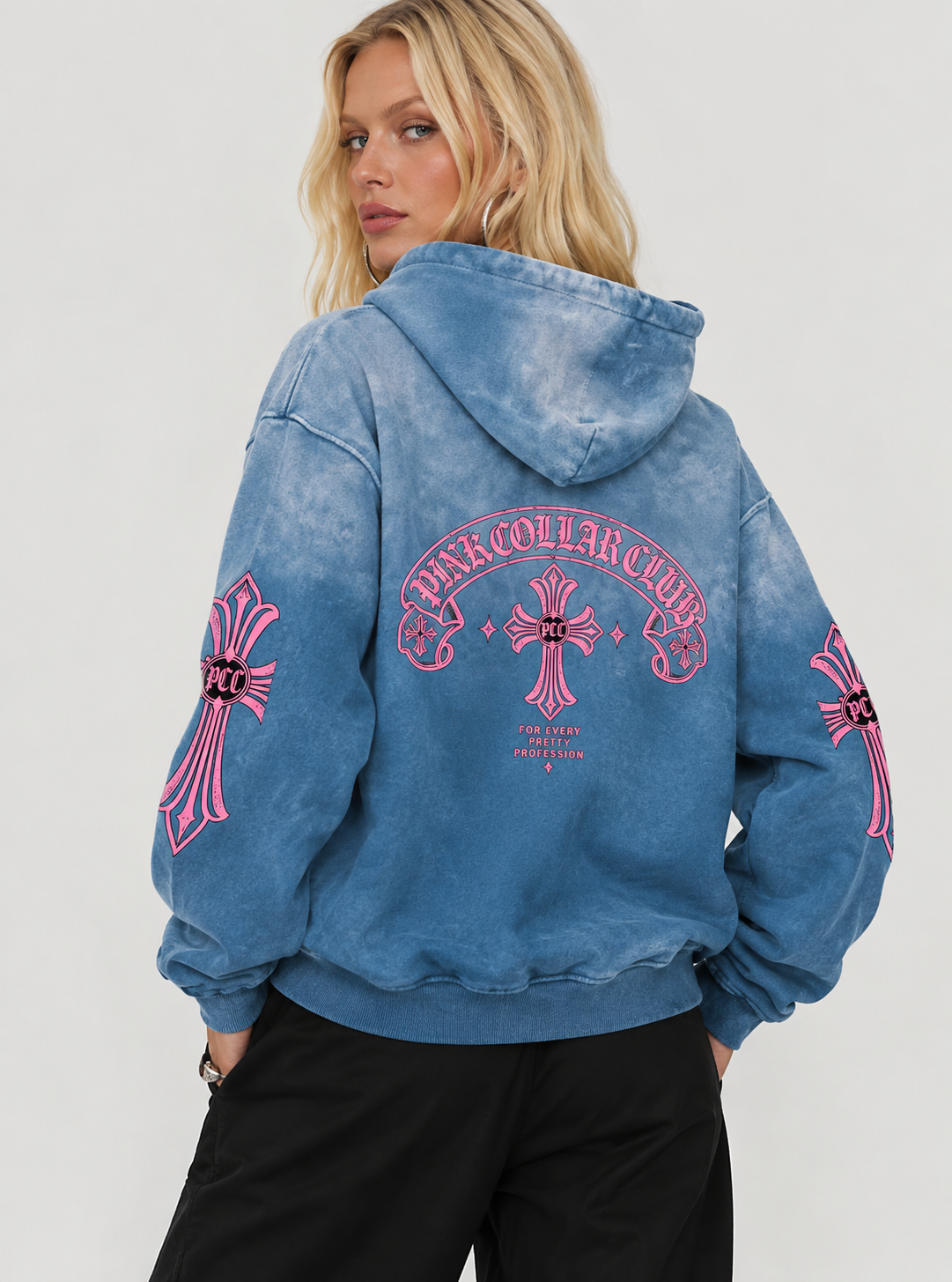 Pink Collar Vintage Hoodie