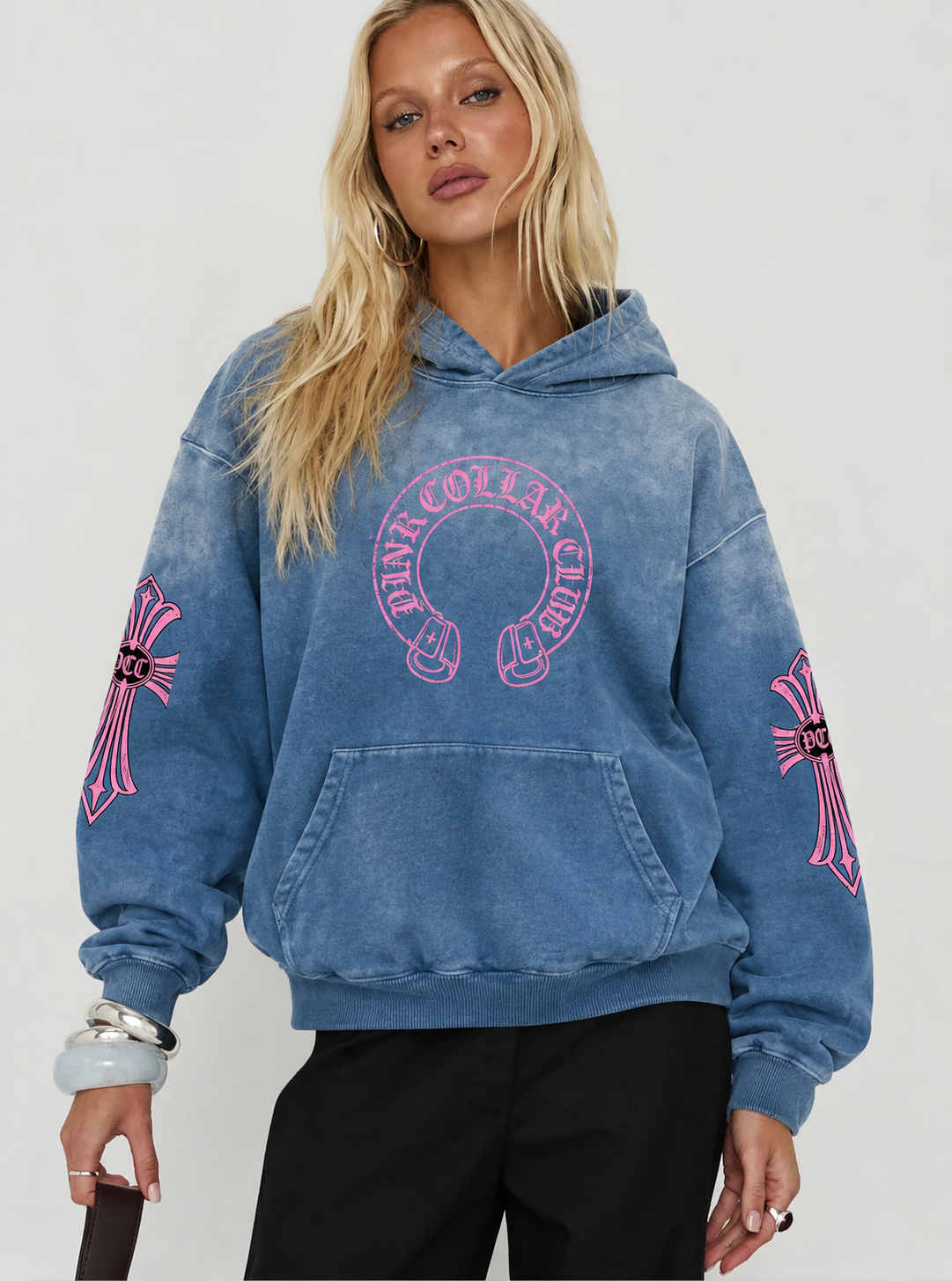 Pink Collar Vintage Hoodie