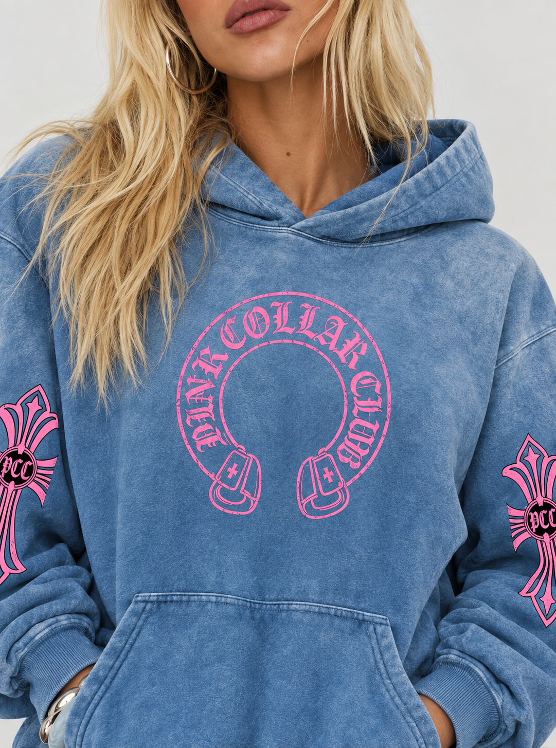 Pink Collar Vintage Hoodie