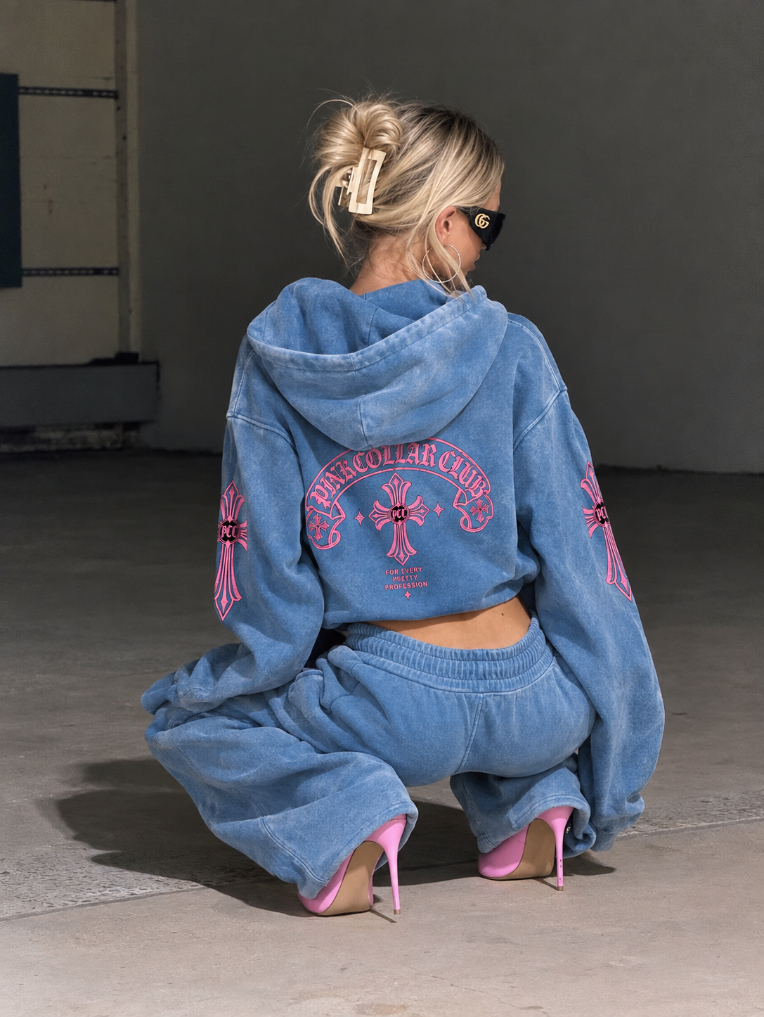 Pink Collar Vintage Hoodie